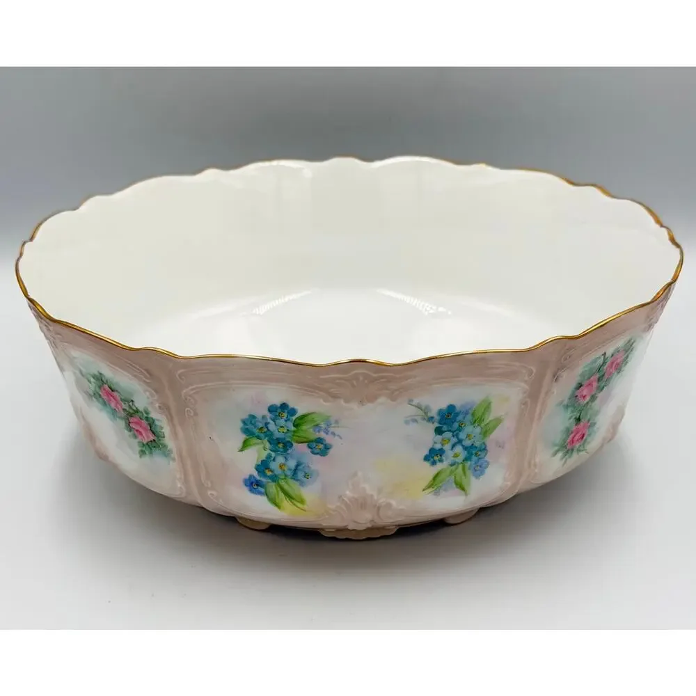 Tirschenreuth Baronesse Bavaria Serving Bowl Hand-painted Roses 24K Gold Trim